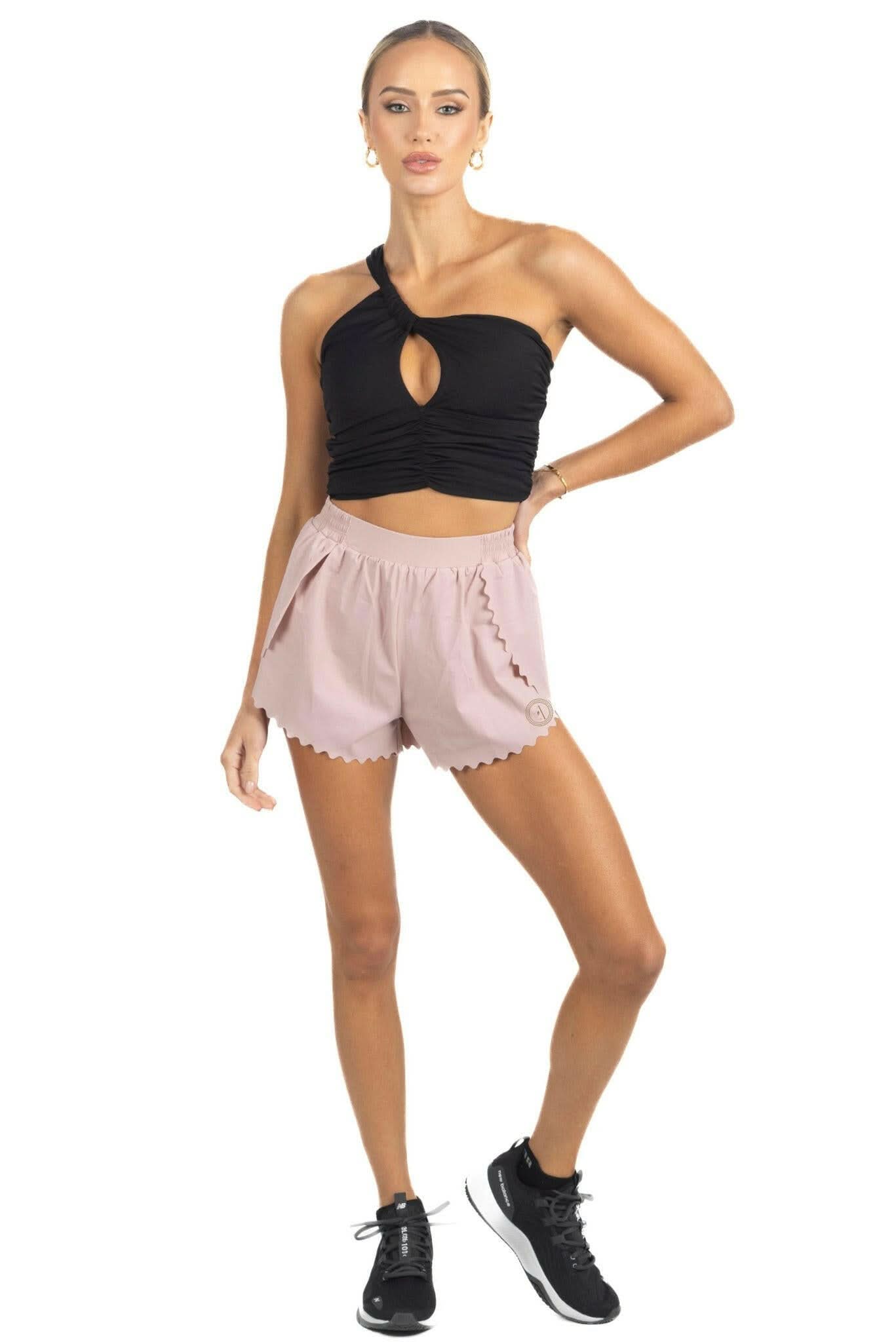 Chloe Romantic Scalloped Detailing Shorts in Soft Pink - Akalia