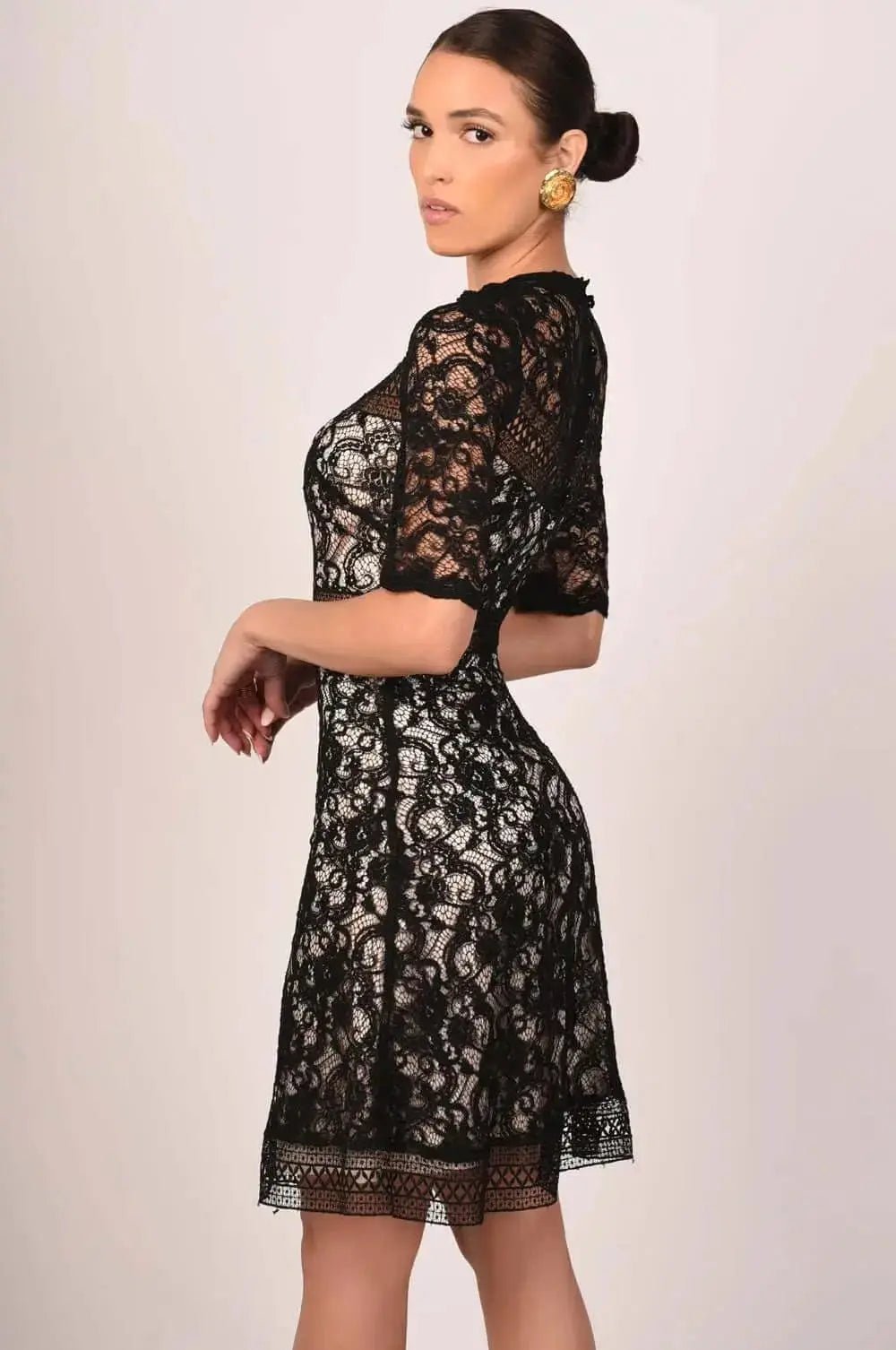 Clarise Black Lace Maxi Dress - Akalia