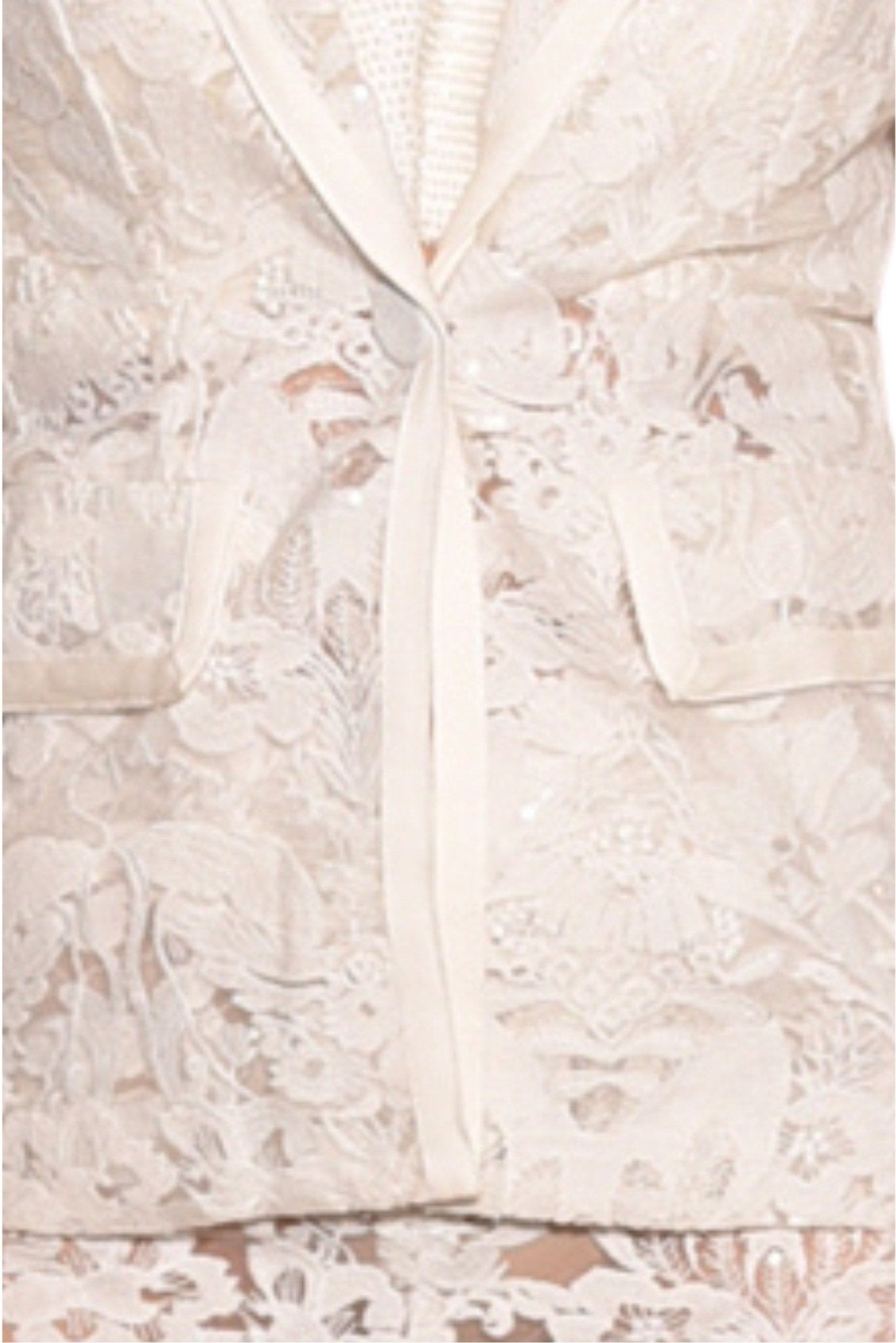 Heidi White Lace Floral Long Sleeve Blazer - Akalia