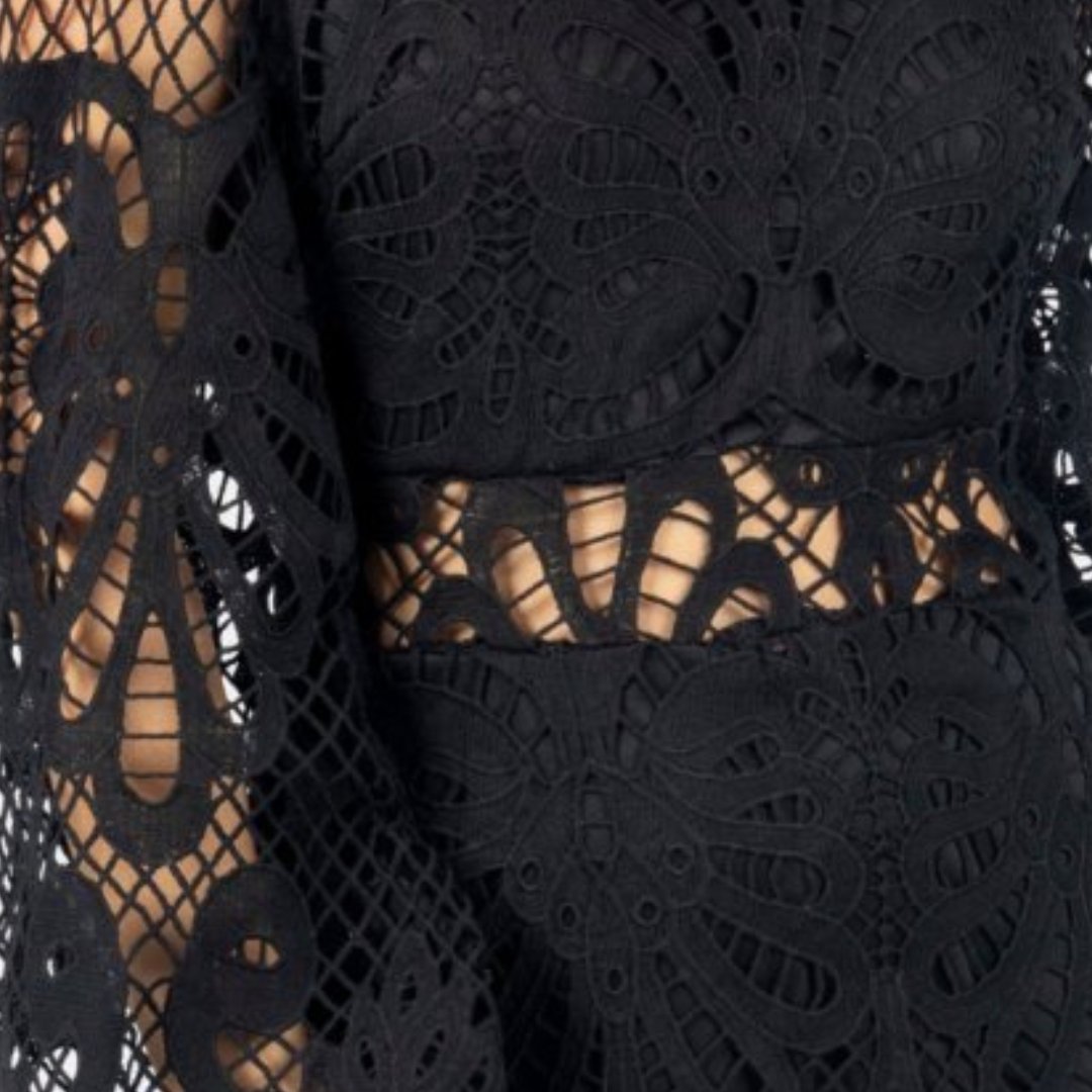 Miranda Black Lace Mini Dress - Akalia