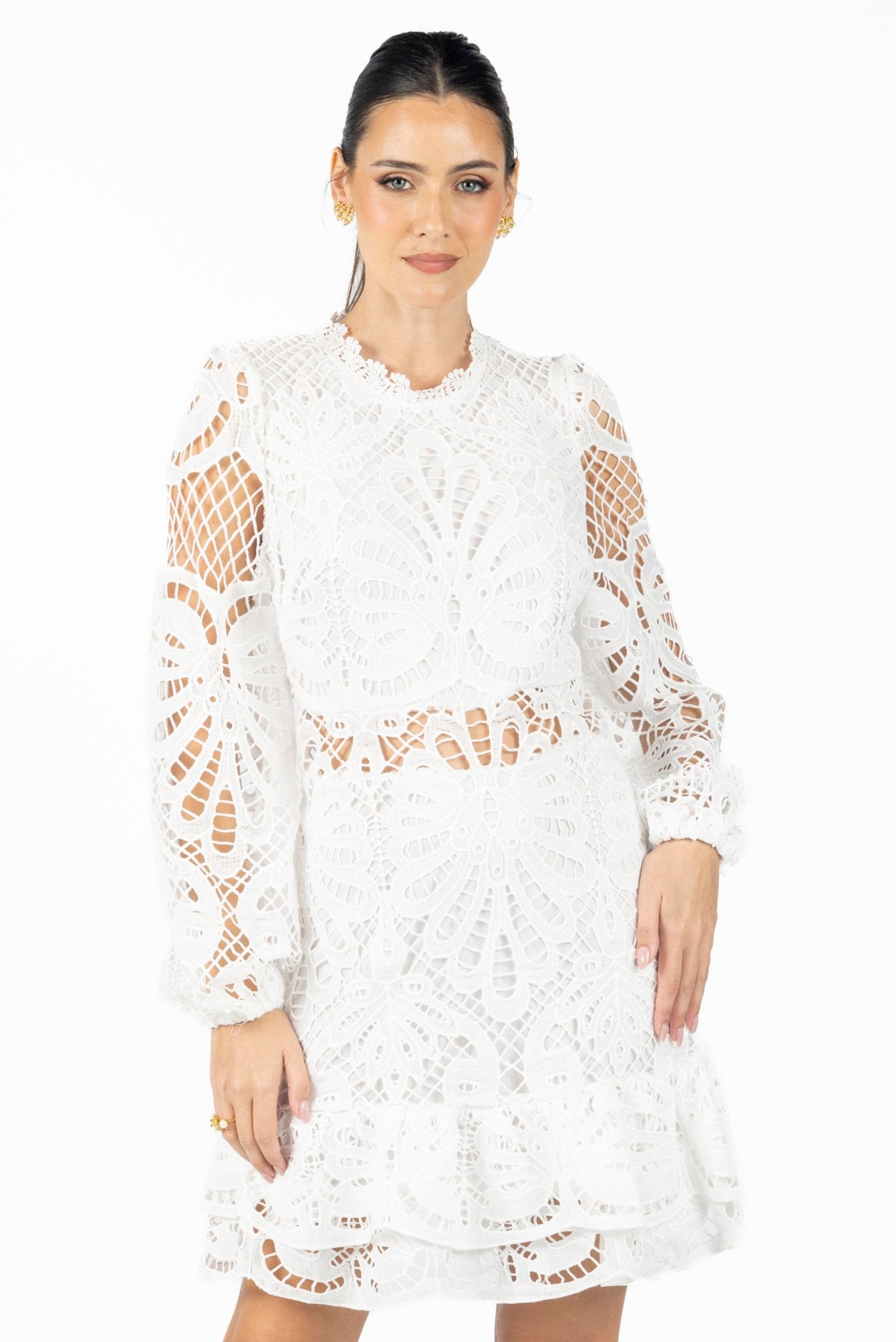 Miranda White Lace Mini Dress - Akalia