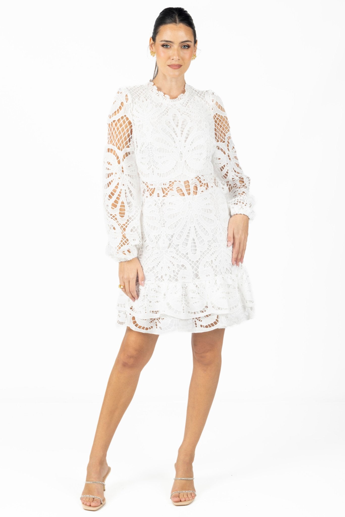 Miranda White Lace Mini Dress - Akalia