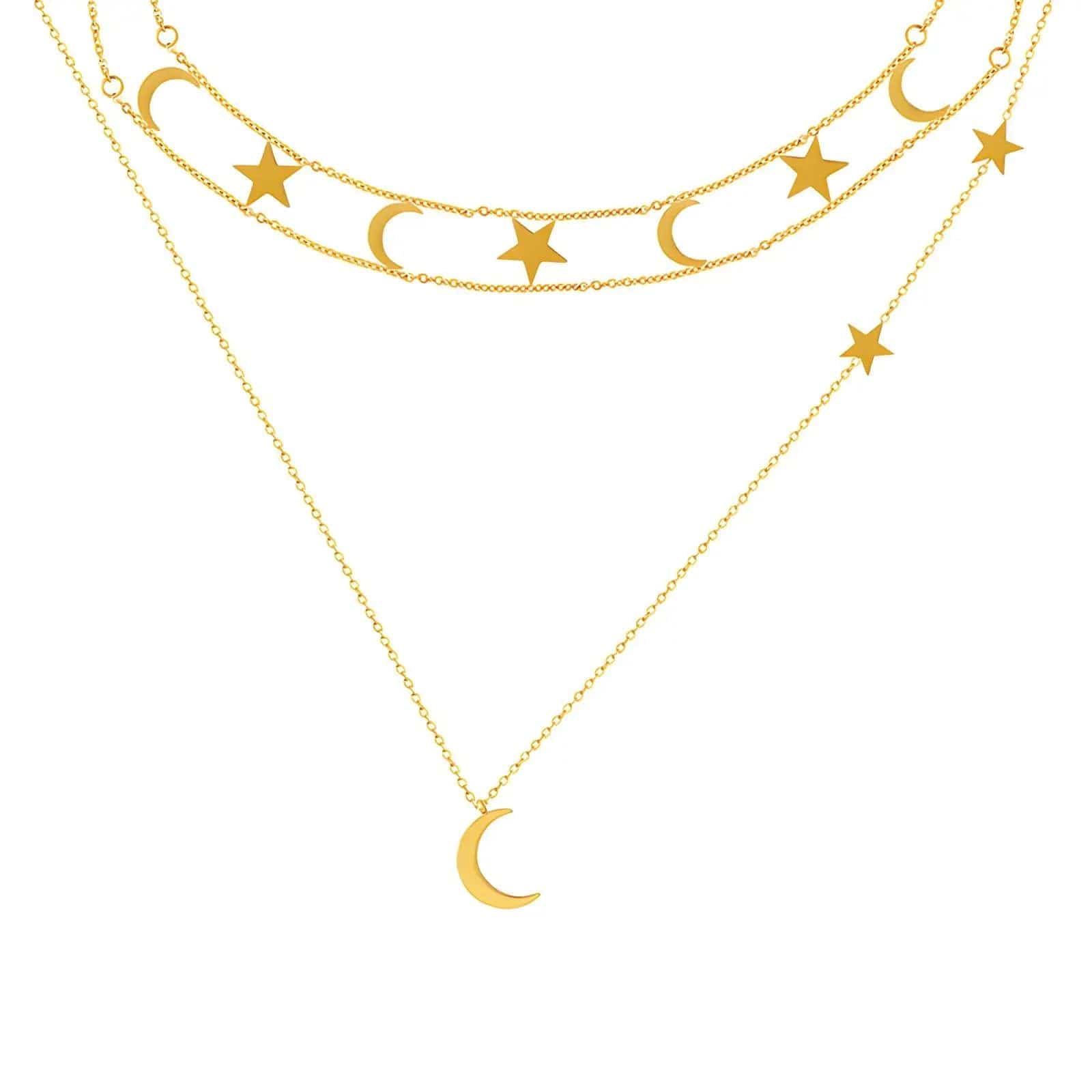 Stars On Me Layered 18K Gold Plated Women's Necklace - Akalia