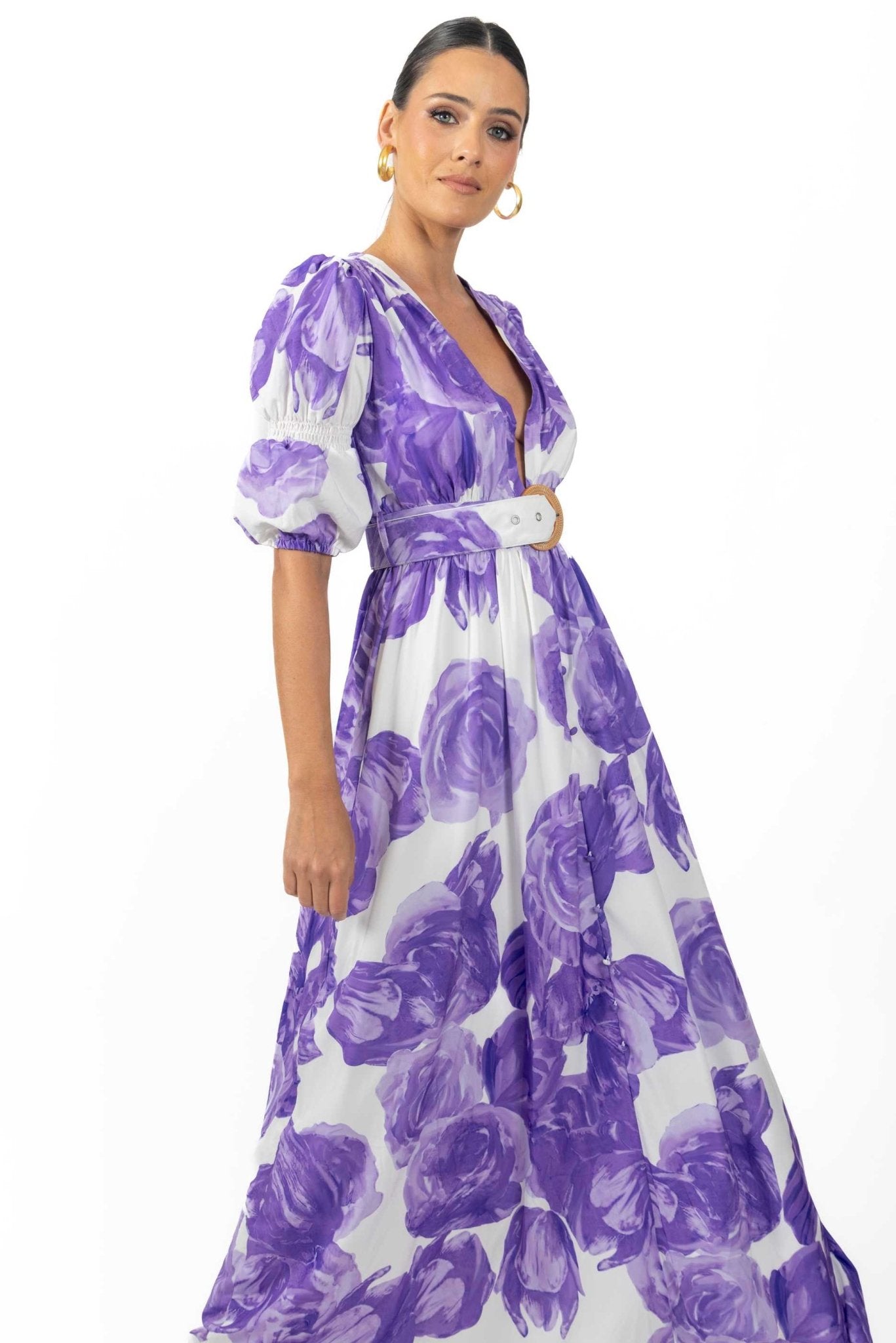 Verona Maxi Women's Floral Dress Lilac - Akalia